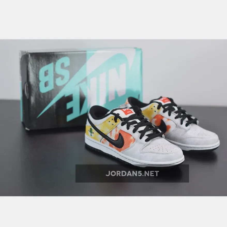 Nike SB Dunk Low "Raygun Tie-Dye" White/Orange Flash