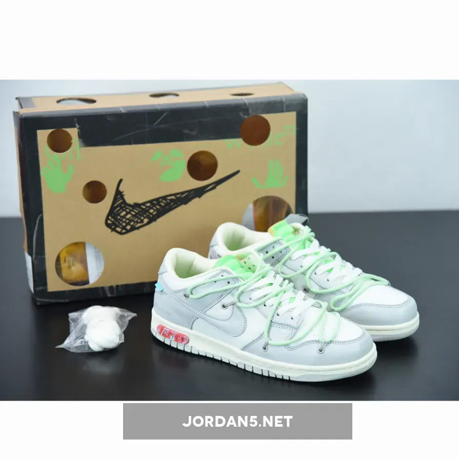 Off-White™ x Nike Dunk Low "07 of 50" Grey White Green