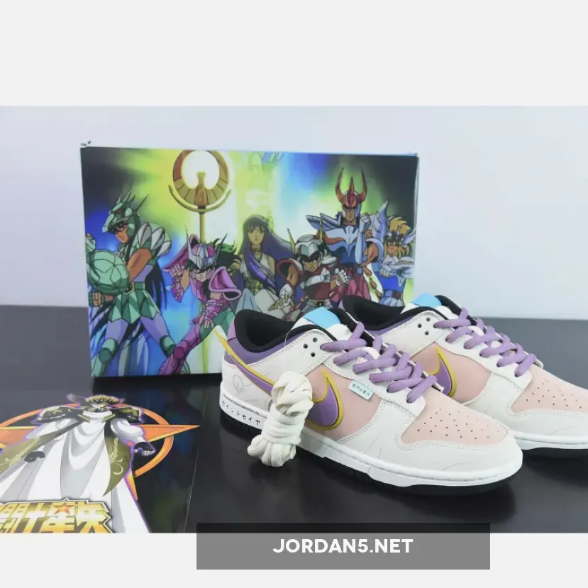 Saint Seiya x Nike Dunk Low Custom White Purple Pink