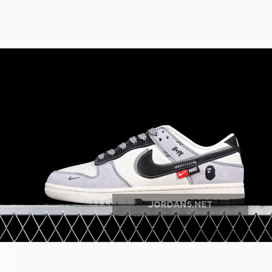 SB DUNK LOW BAPE WHITE/GREY/BLACK