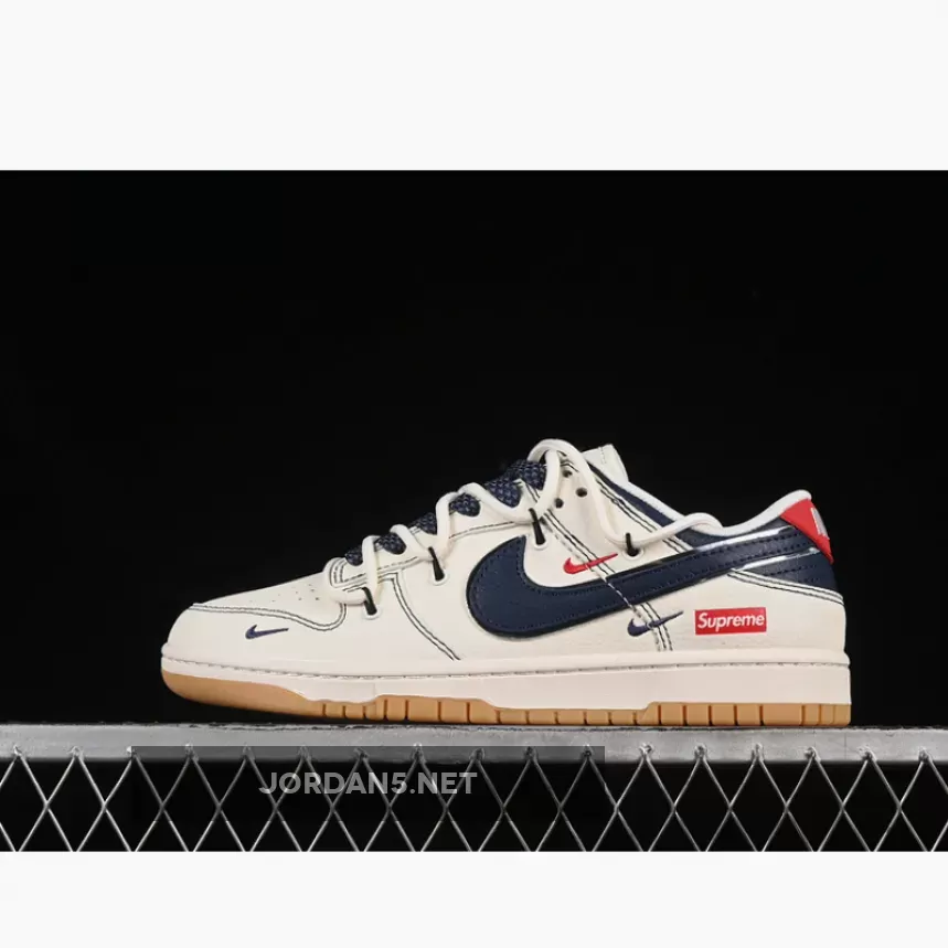 SB DUNK LOW SUP BEIGE/BLUE/RED