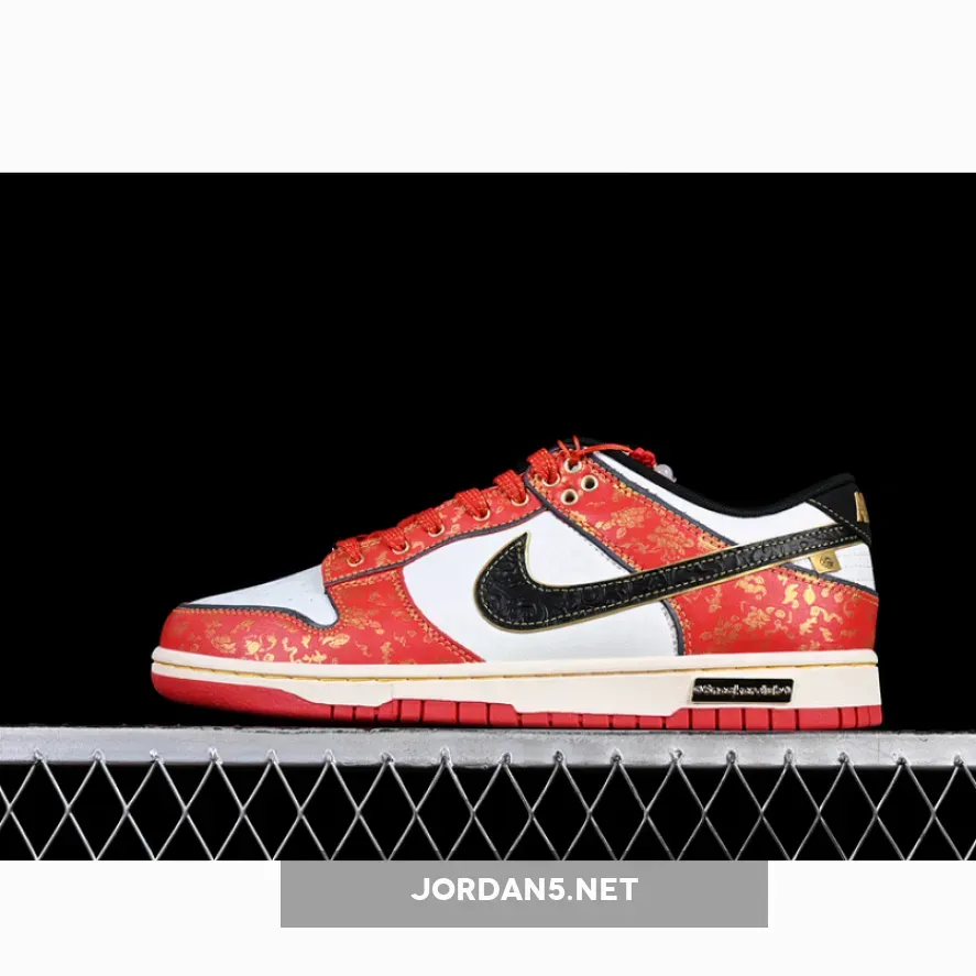 SB DUNK LOW WHITE/BLACK/RED/GOLD