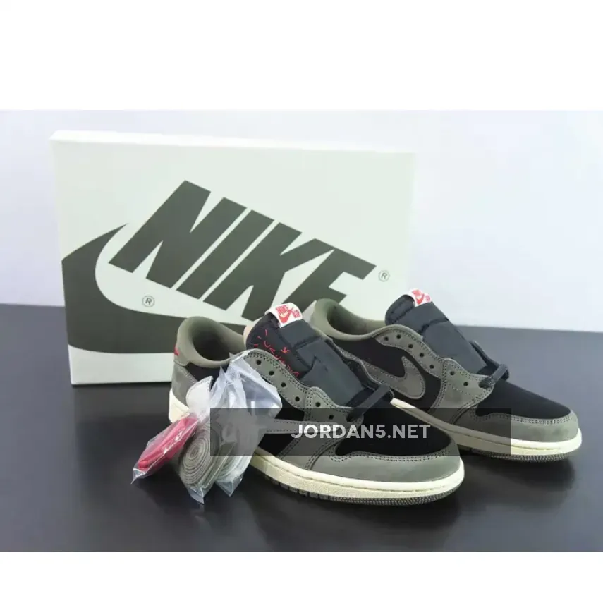 Travis Scott x Air Jordan 1 Low OG Black/Sail-Medium Olive